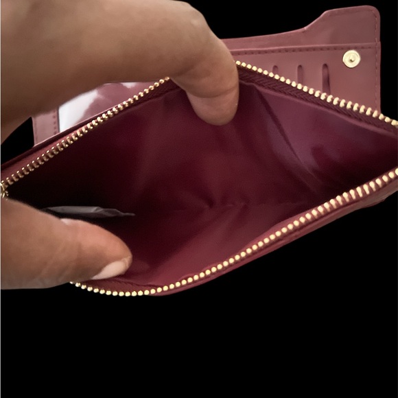 Badgley Mischka Maroon Quilted Wallet with Gold Accents - Picture 5 of 7